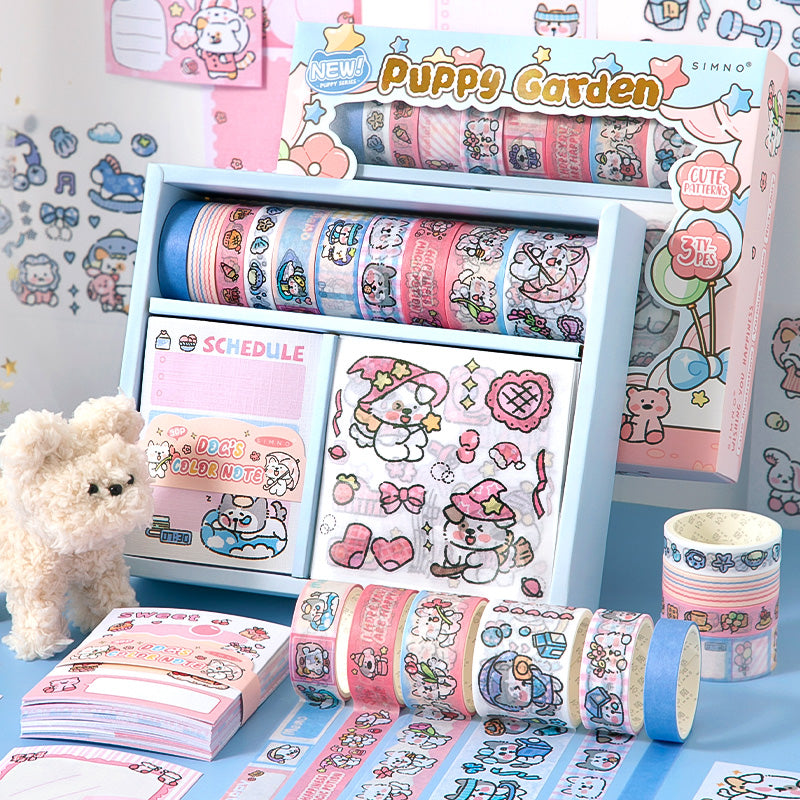 120 PCS Kawaii Puppy Garden Scrapbooking Set Journal Gift Box