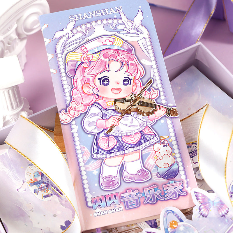 Enchanting Cute Notebooks: Kawaii Cartoon Girl Sky Dream Performers