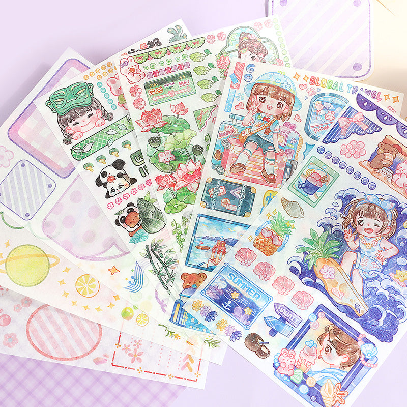 Kawaii Travels Magnetic Buckle Notebook Gift Set for Students Stationery