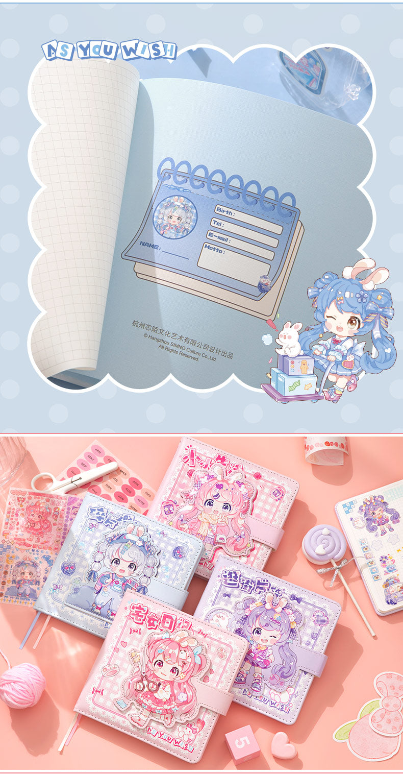 As You Wish - Cute Notebooks Soft PU Leather Cover Design With Magnetic Buckle