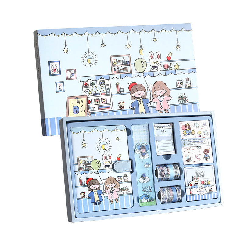 Bunny's Grocery Store 186 Pcs Gift Set Box Blue Journal Kit
