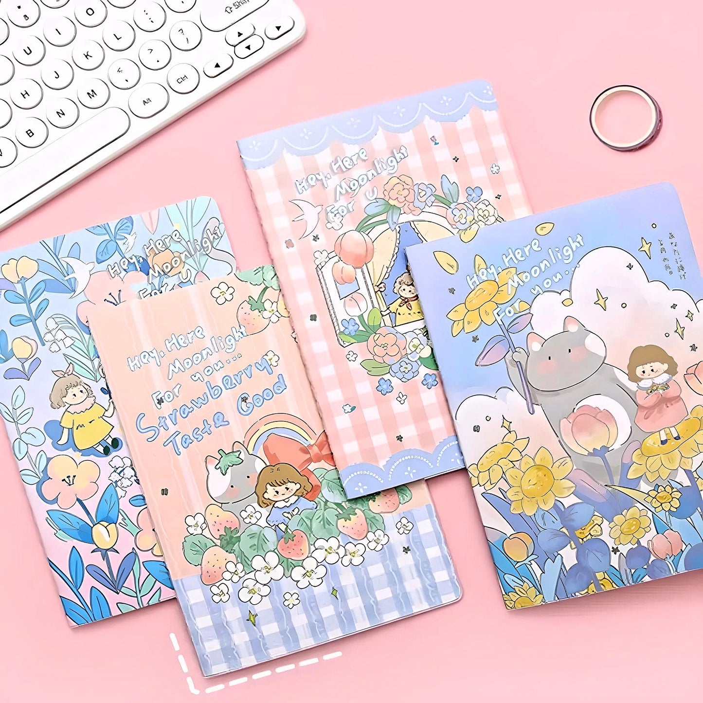 Cute Vintage Cartoon A5 Notebook Set of 4 Notebooks