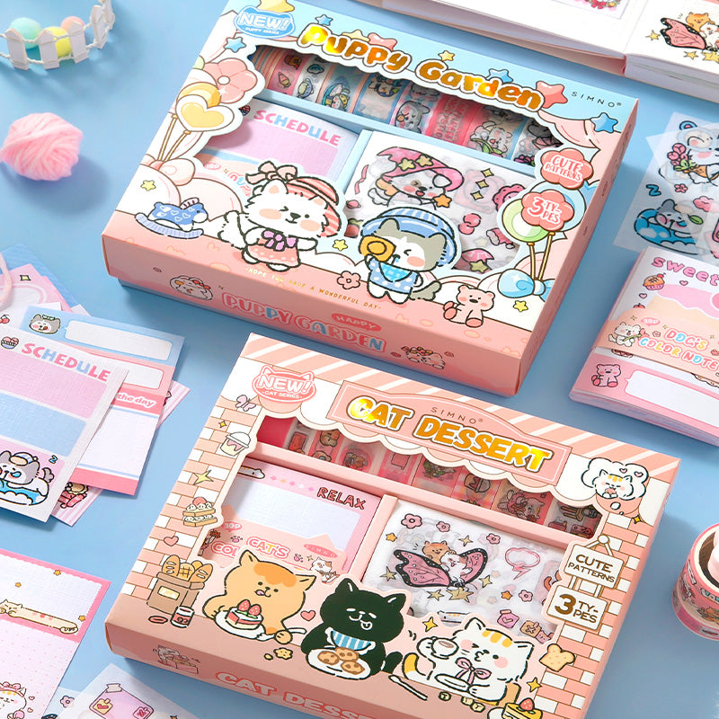 120 PCS Kawaii Puppy Garden Scrapbooking Set Journal Gift Box