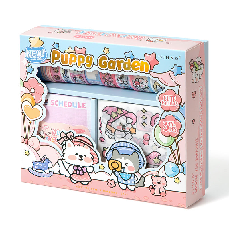 120 PCS Kawaii Puppy Garden Scrapbooking Set Journal Gift Box