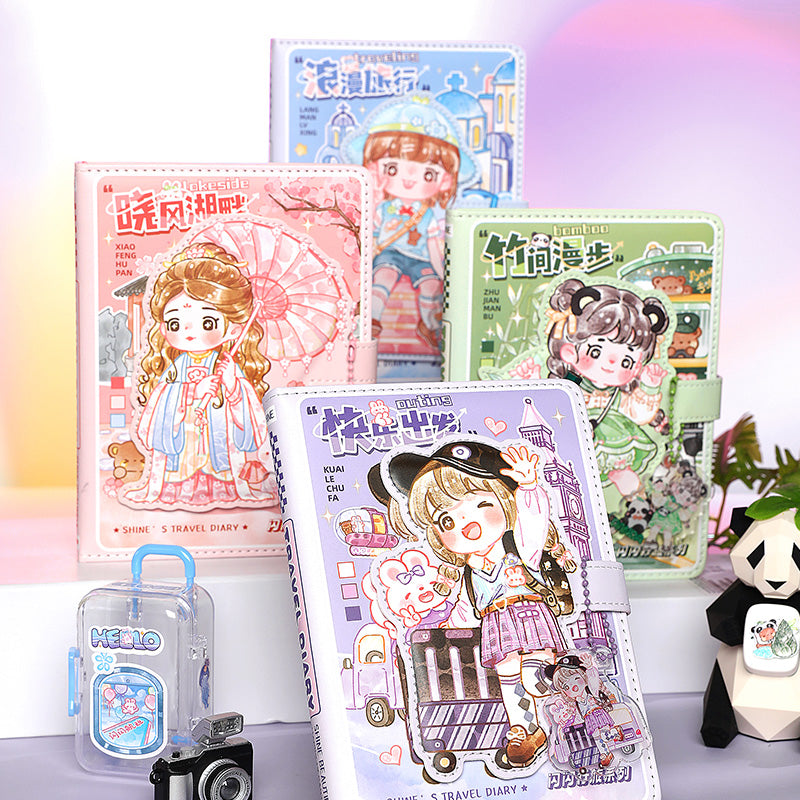 Kawaii Travels Magnetic Buckle Notebook Gift Set for Students Stationery