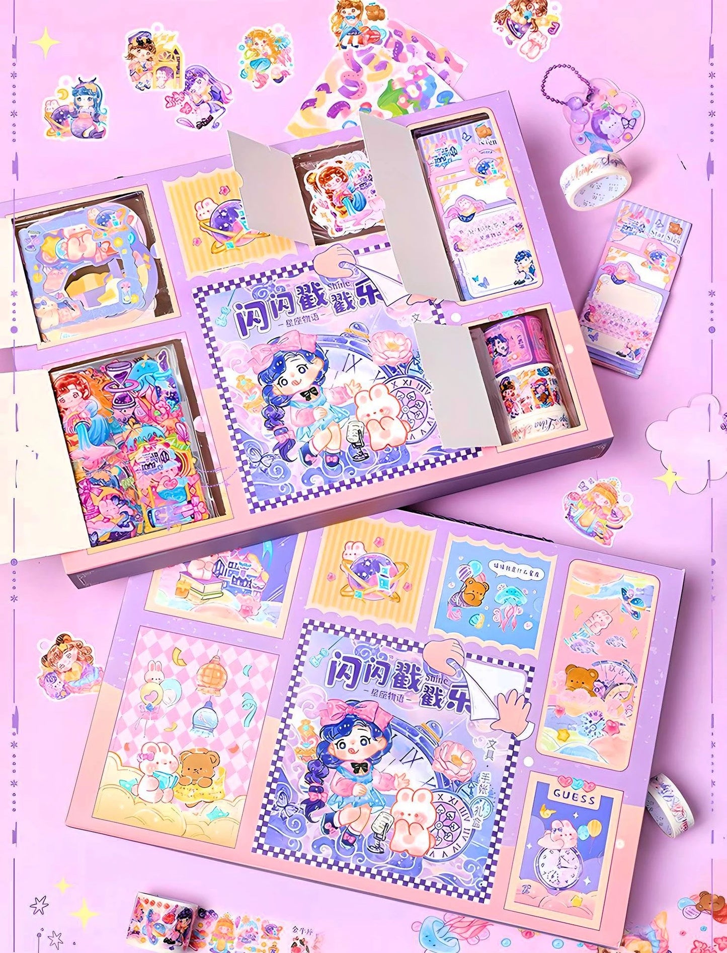 112pcs Kawaii Journal Kit Japanese Scrapbooking Supplies