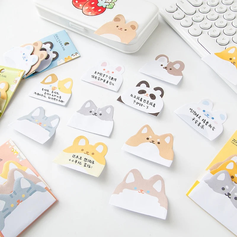 4 Cute Cat Puppy Bear Bunny Animals Sticky Notes