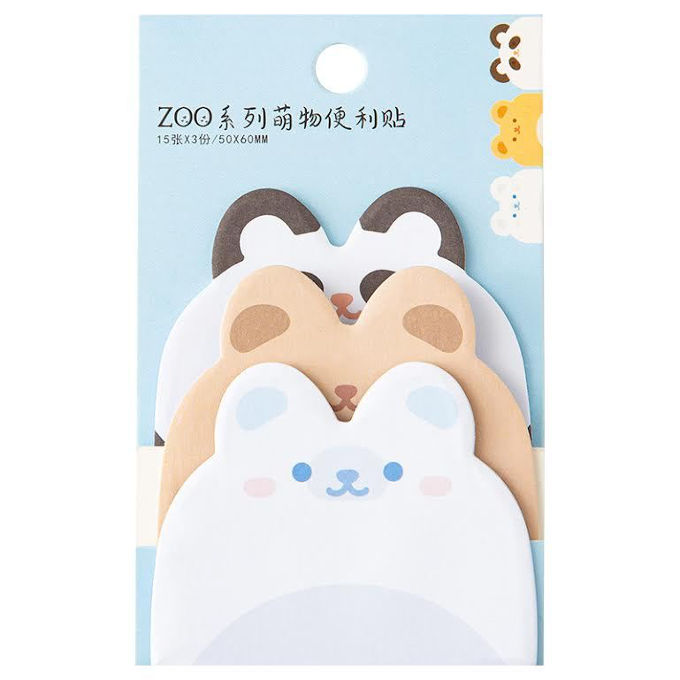 4 Cute Cat Puppy Bear Bunny Animals Sticky Notes
