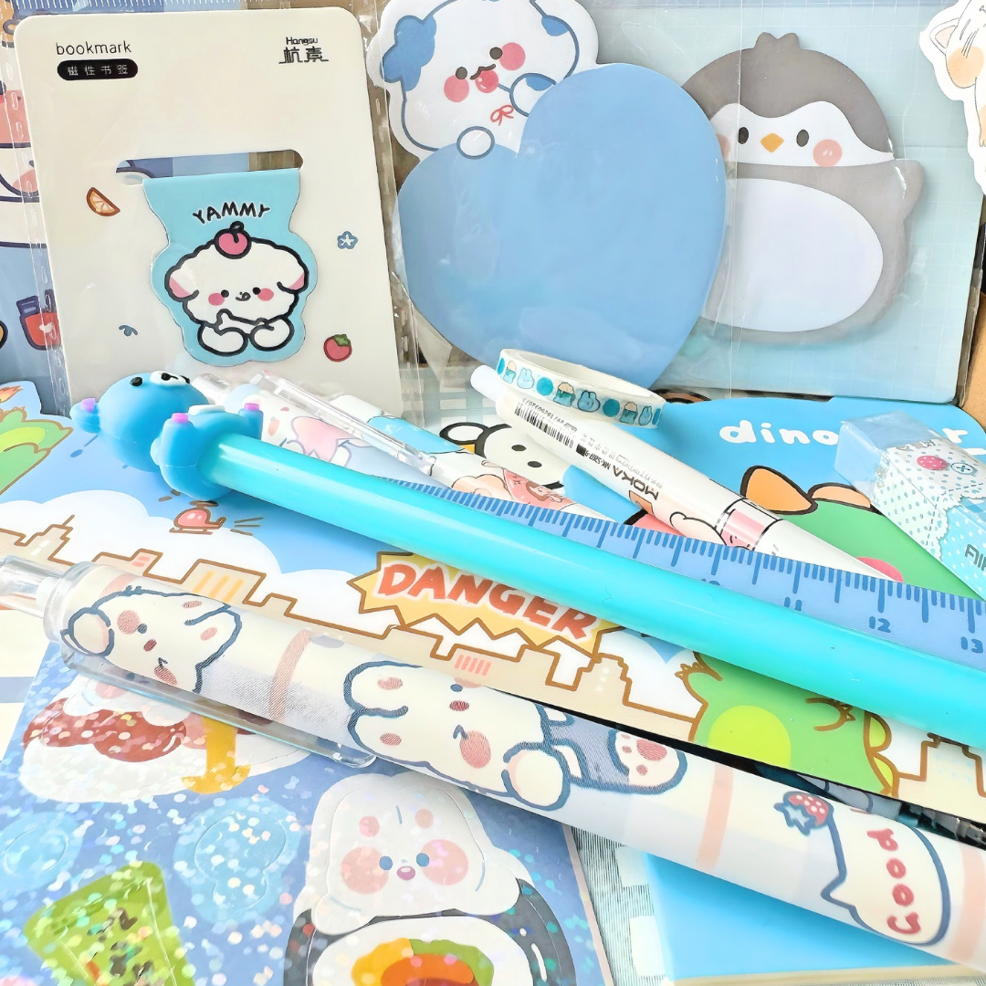 10Pcs Bubbly Blues Mystery Stationery Set