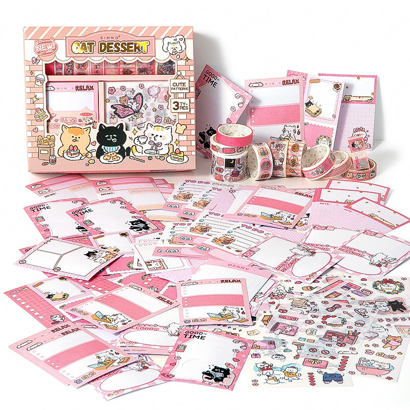 120 PCS Kawaii Kitty Cat Scrapbooking Set Journal Gift Box