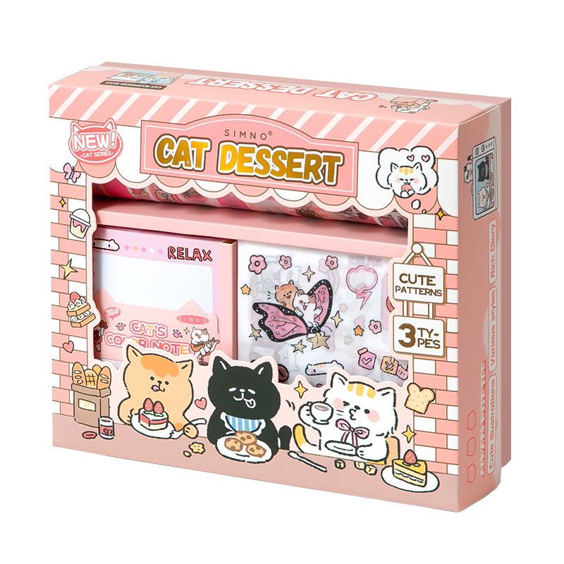 120 PCS Kawaii Kitty Cat Scrapbooking Set Journal Gift Box