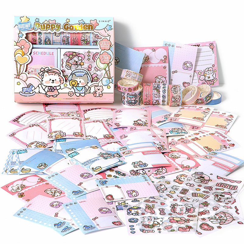 120 PCS Kawaii Puppy Garden Scrapbooking Set Journal Gift Box