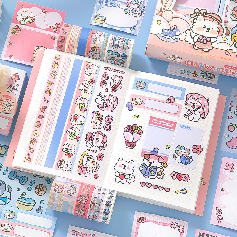 120 PCS Kawaii Puppy Garden Scrapbooking Set Journal Gift Box