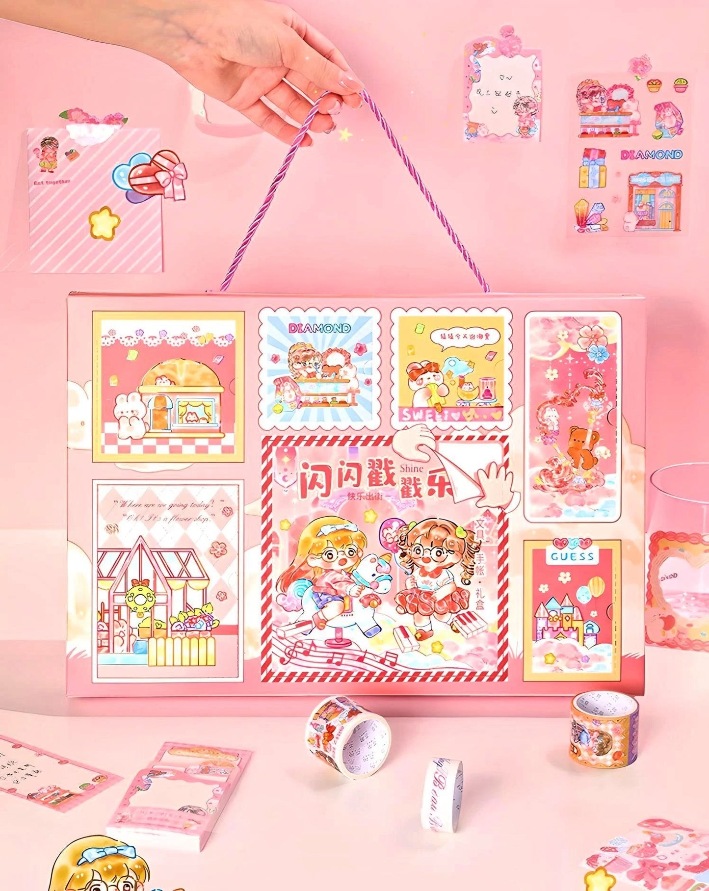 112pcs Kawaii Journal Kit Japanese Scrapbooking Supplies