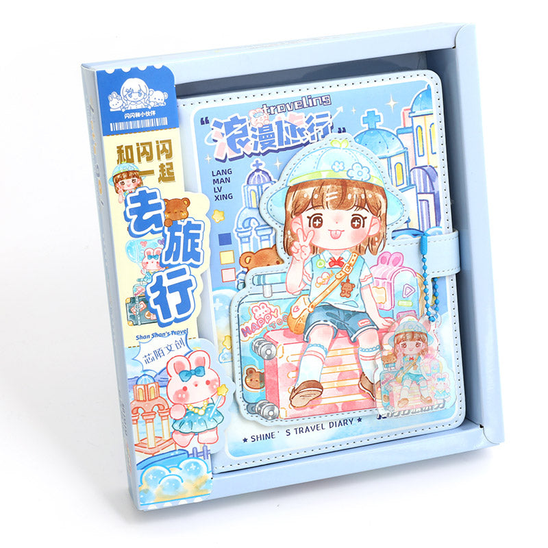 Kawaii Travels Magnetic Buckle Notebook Gift Set for Students Stationery