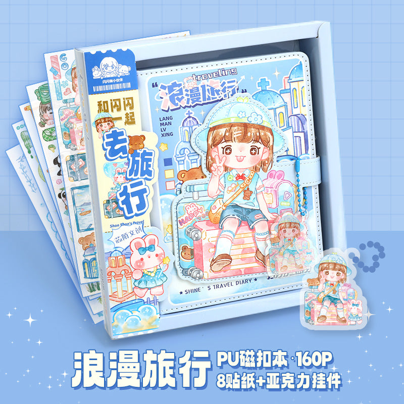 Kawaii Travels Magnetic Buckle Notebook Gift Set for Students Stationery
