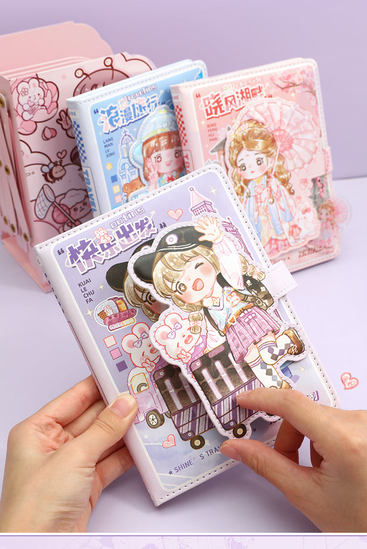 Kawaii Travels Magnetic Buckle Notebook Gift Set for Students Stationery