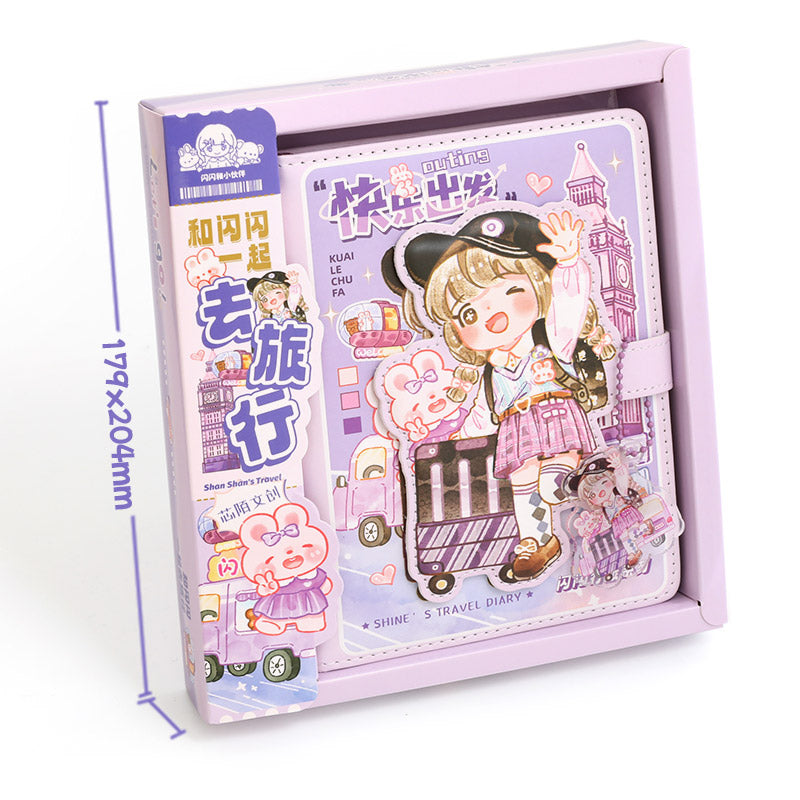 Kawaii Travels Magnetic Buckle Notebook Gift Set for Students Stationery
