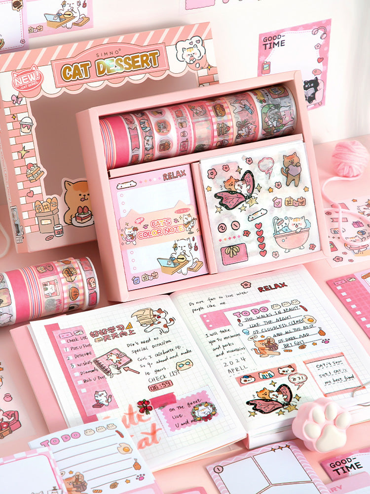 120 PCS Kawaii Kitty Cat Scrapbooking Set Journal Gift Box