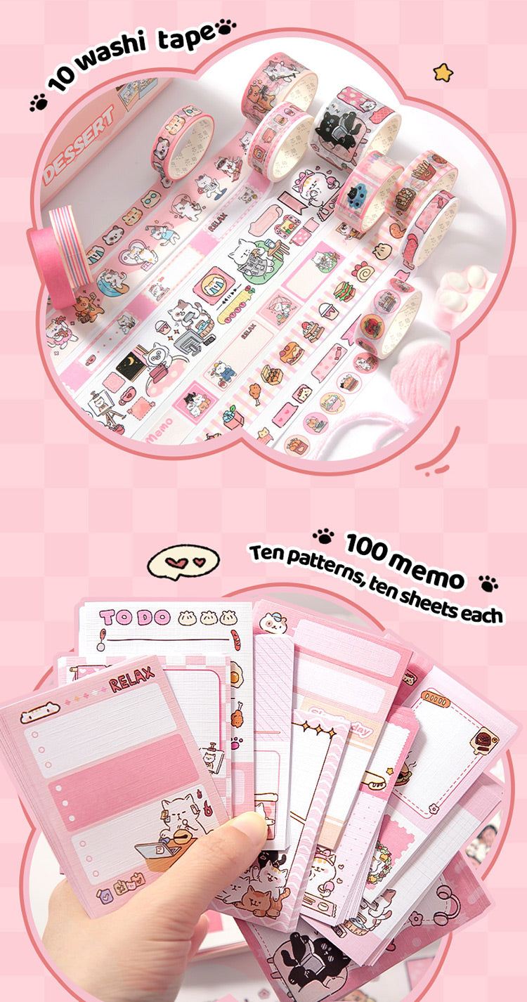 120 PCS Kawaii Puppy Garden Scrapbooking Set Journal Gift Box