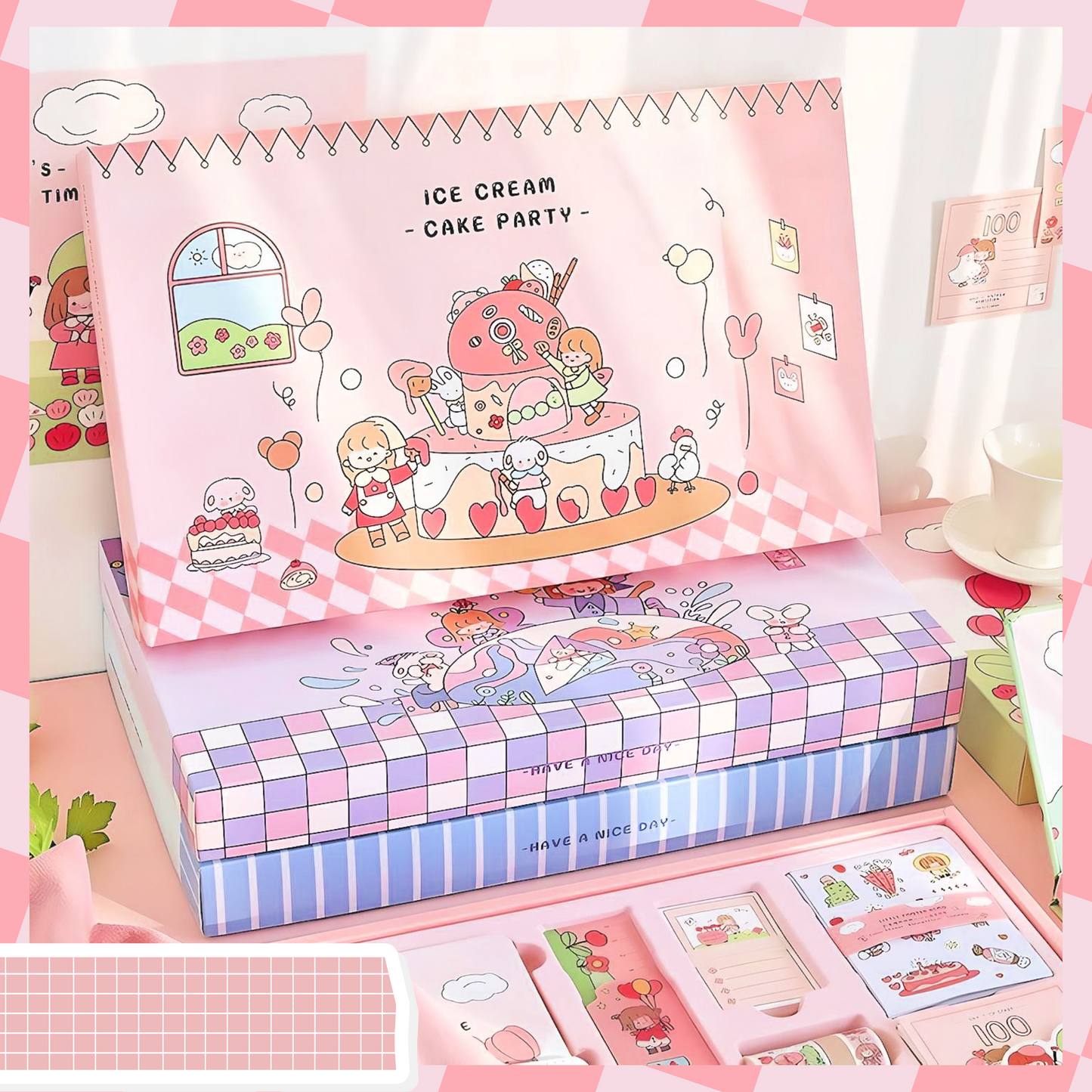 Ice Cream Party Journal Craft Box!! 187Pcs Novelty Gift for Kids