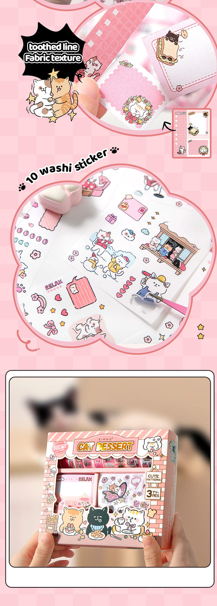 120 PCS Kawaii Kitty Cat Scrapbooking Set Journal Gift Box