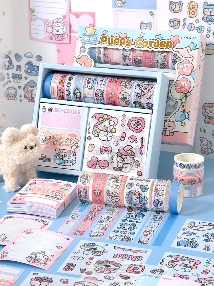 120 PCS Kawaii Puppy Garden Scrapbooking Set Journal Gift Box