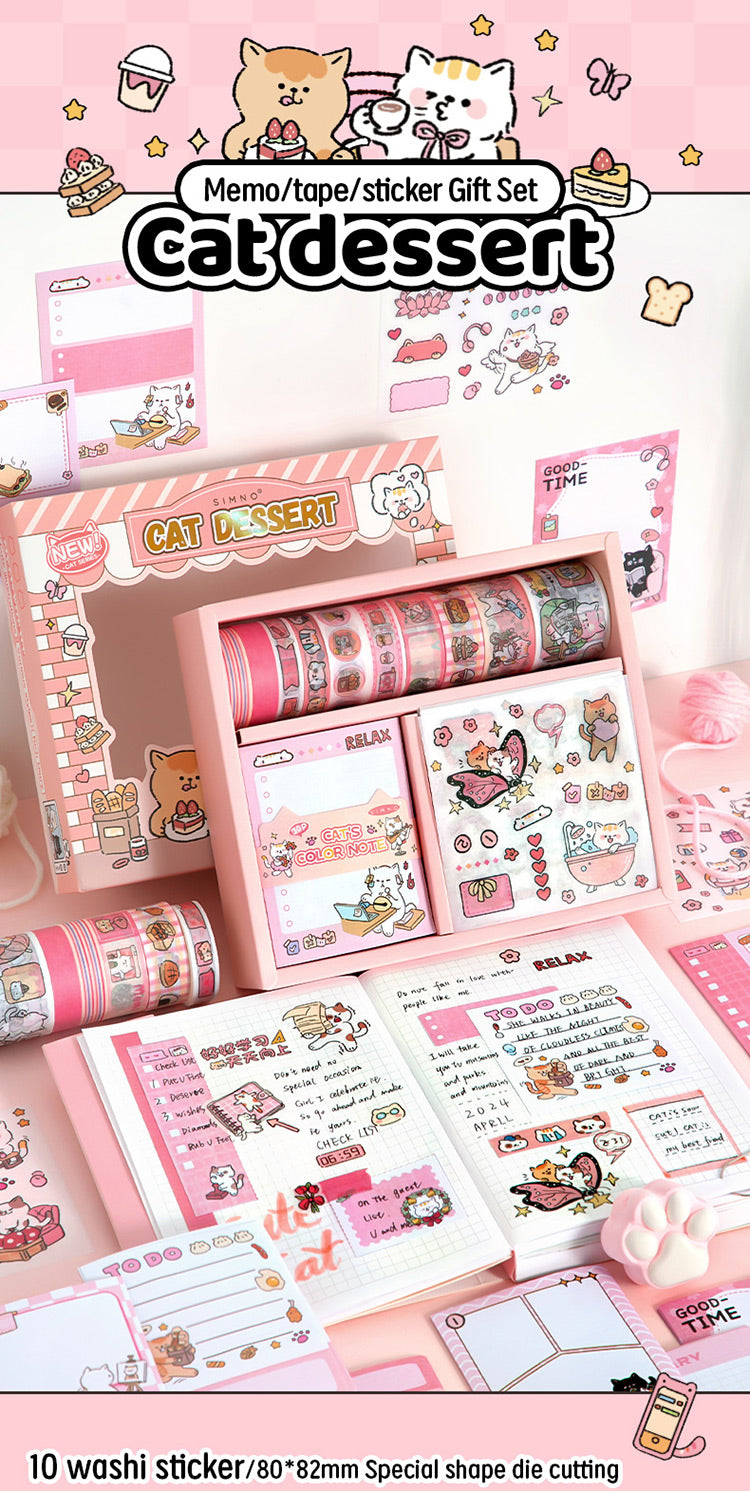 120 PCS Kawaii Kitty Cat Scrapbooking Set Journal Gift Box