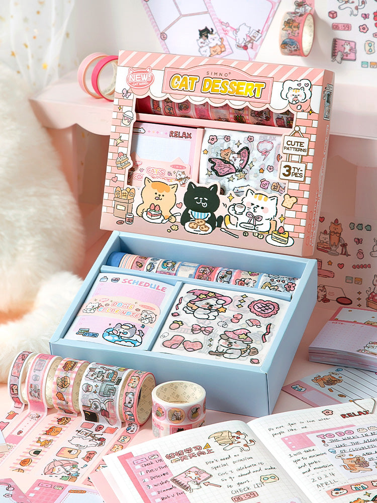 120 PCS Kawaii Kitty Cat Scrapbooking Set Journal Gift Box