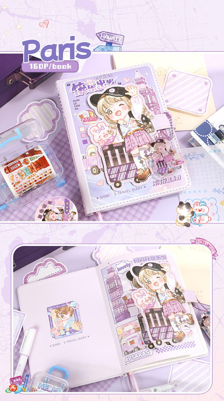 Kawaii Travels Magnetic Buckle Notebook Gift Set for Students Stationery