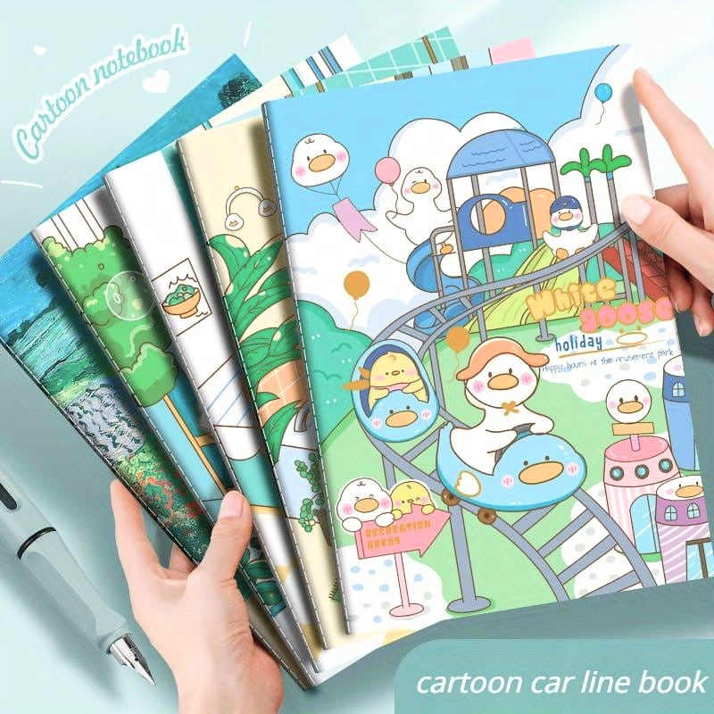 Cute White Goose Holiday Lined Notebook Set of 4 A5 Notebooks