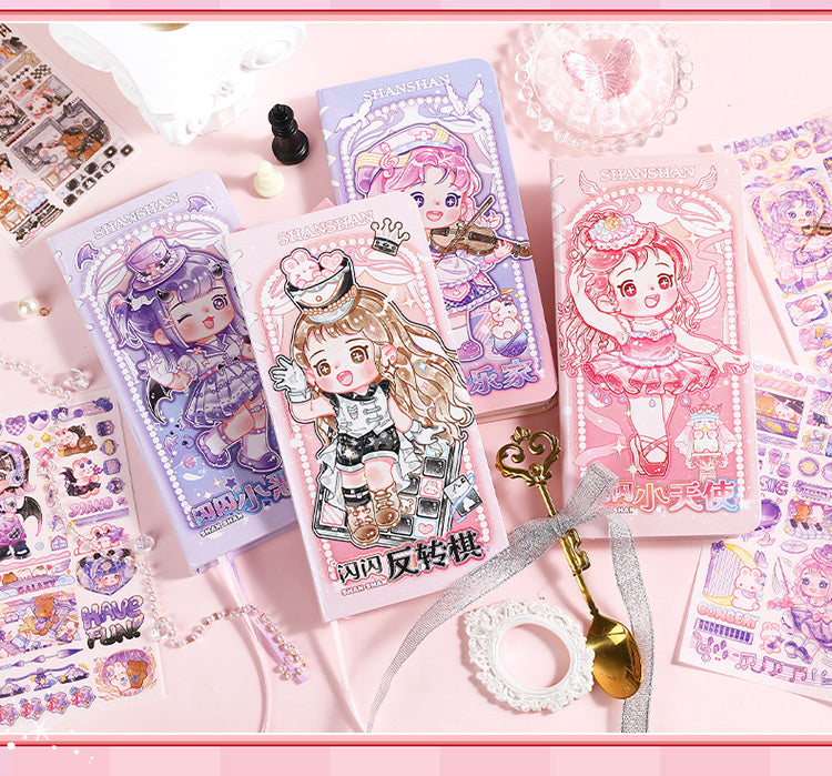 Enchanting Cute Notebooks: Kawaii Cartoon Girl Sky Dream Performers