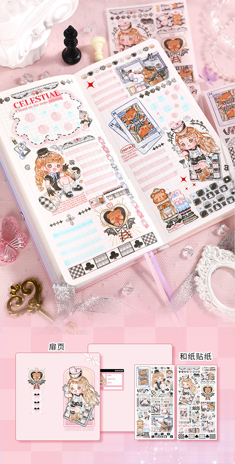 Enchanting Cute Notebooks: Kawaii Cartoon Girl Sky Dream Performers