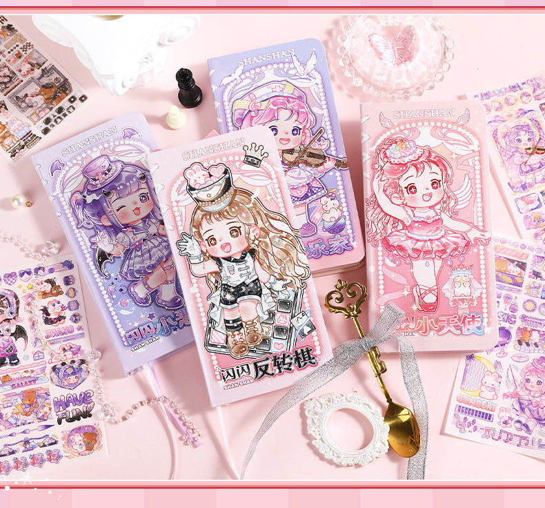 Enchanting Cute Notebooks: Kawaii Cartoon Girl Sky Dream Performers