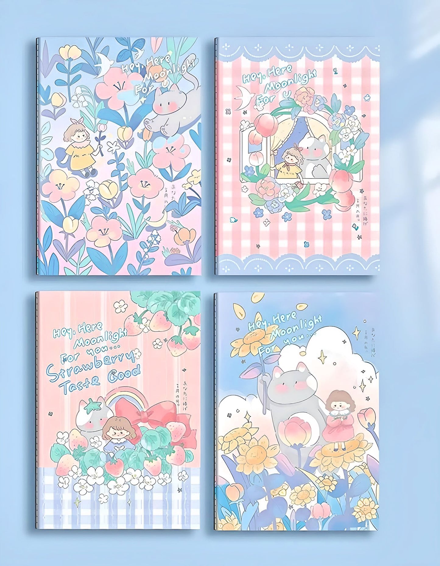 Cute Vintage Cartoon A5 Notebook Set of 4 Notebooks