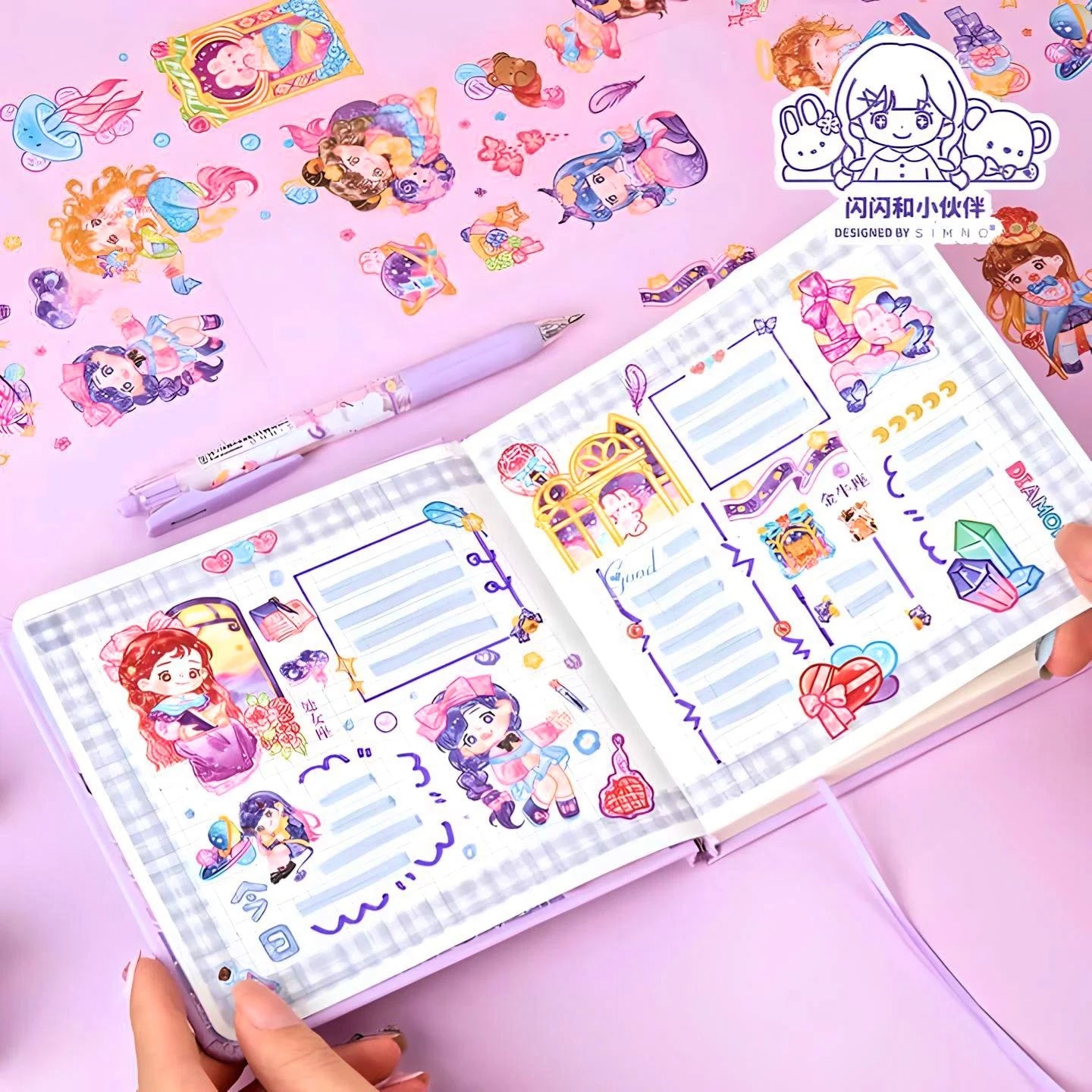 112pcs Kawaii Journal Kit Japanese Scrapbooking Supplies