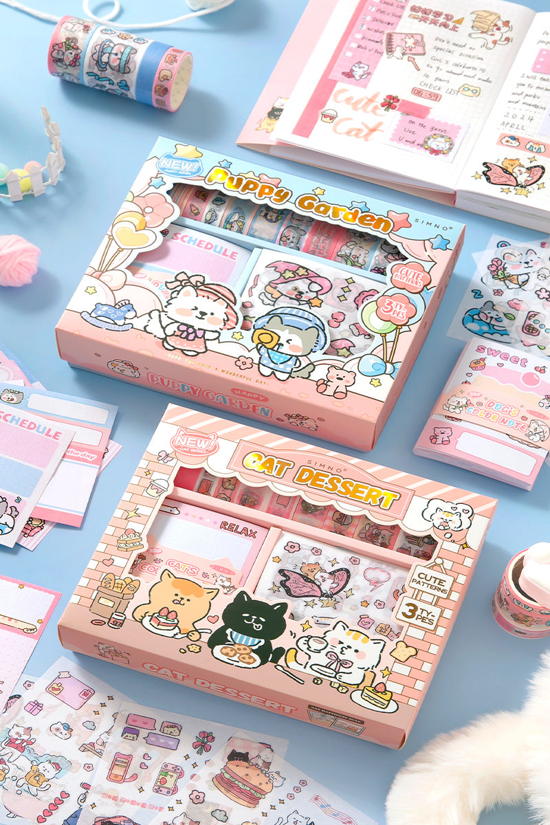 120 PCS Kawaii Kitty Cat Scrapbooking Set Journal Gift Box