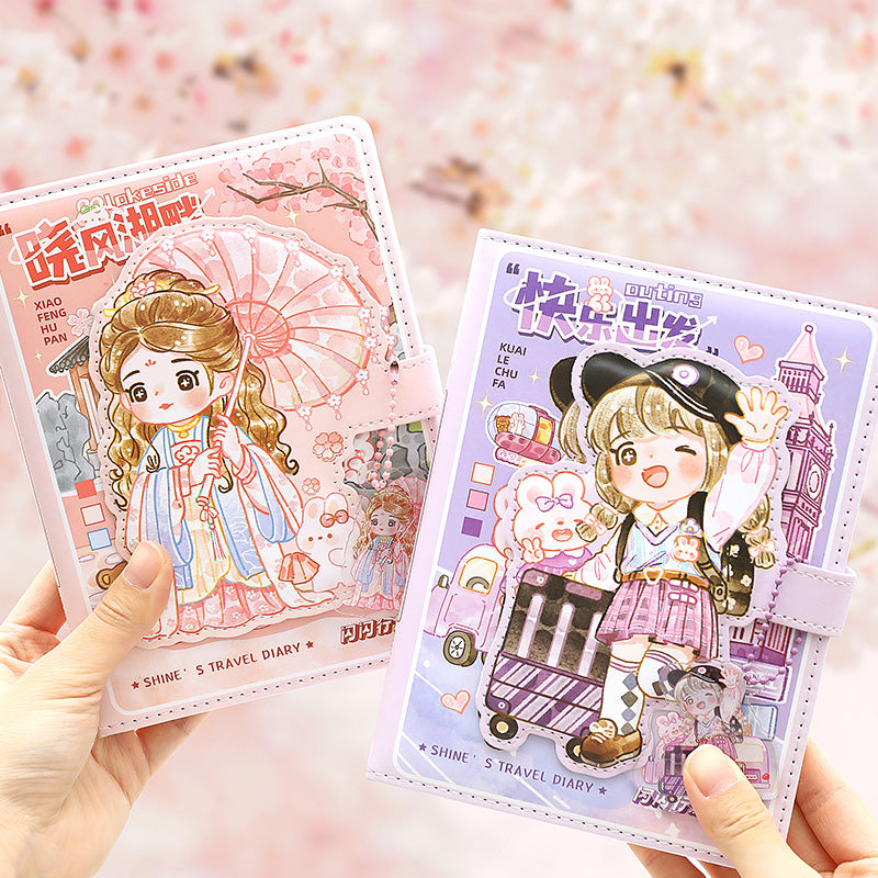 Kawaii Travels Magnetic Buckle Notebook Gift Set for Students Stationery