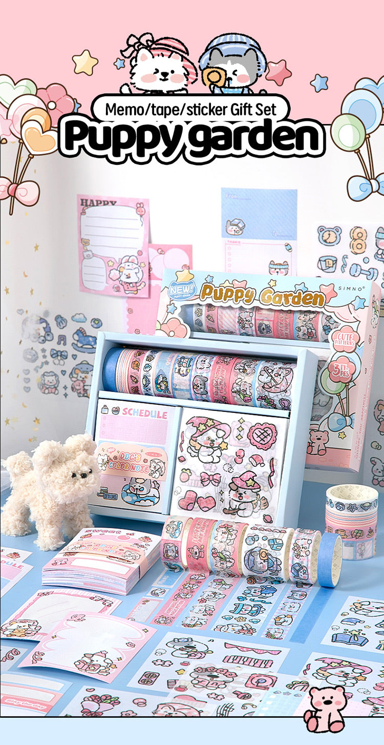 120 PCS Kawaii Puppy Garden Scrapbooking Set Journal Gift Box