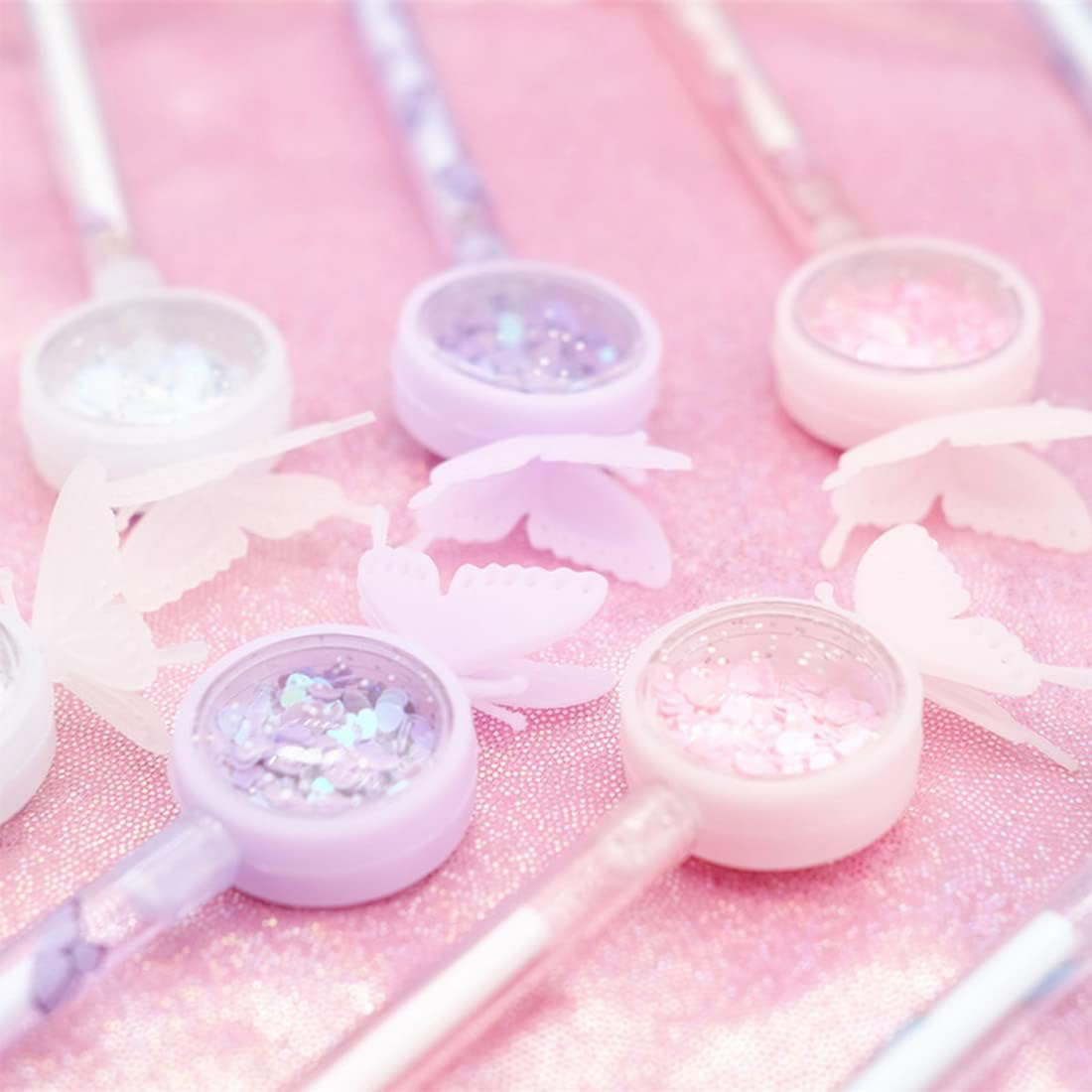 2Pcs Cute Butterfly Sequin Glitter Pens