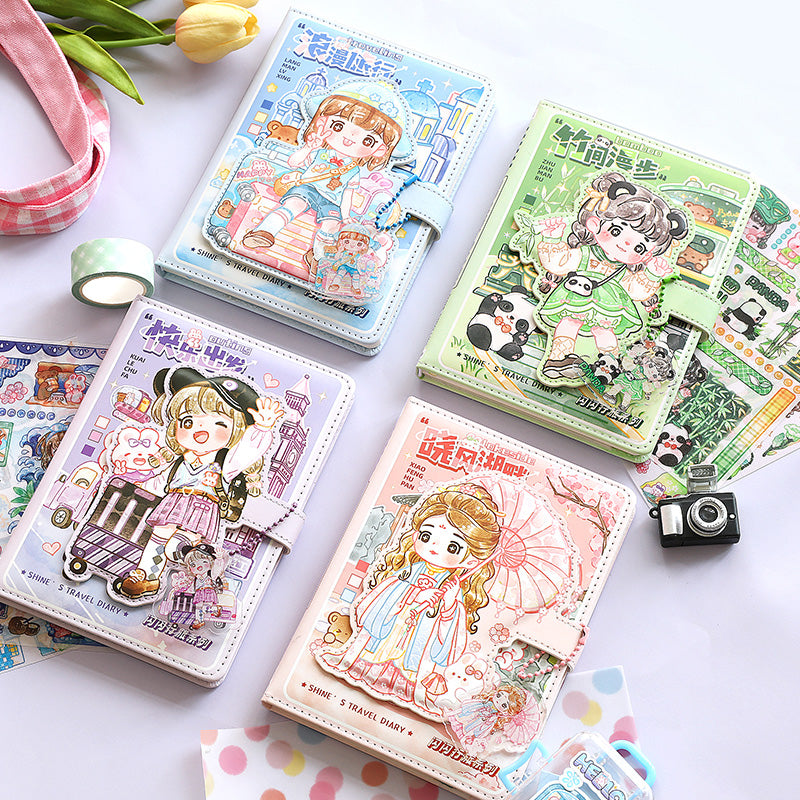 Kawaii Travels Magnetic Buckle Notebook Gift Set for Students Stationery