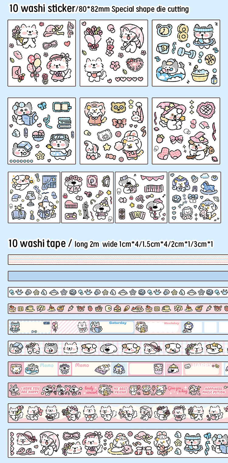 120 PCS Kawaii Puppy Garden Scrapbooking Set Journal Gift Box