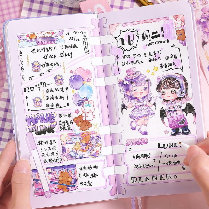 Enchanting Cute Notebooks: Kawaii Cartoon Girl Sky Dream Performers