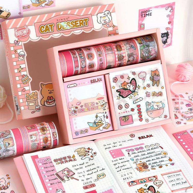 120 PCS Kawaii Kitty Cat Scrapbooking Set Journal Gift Box