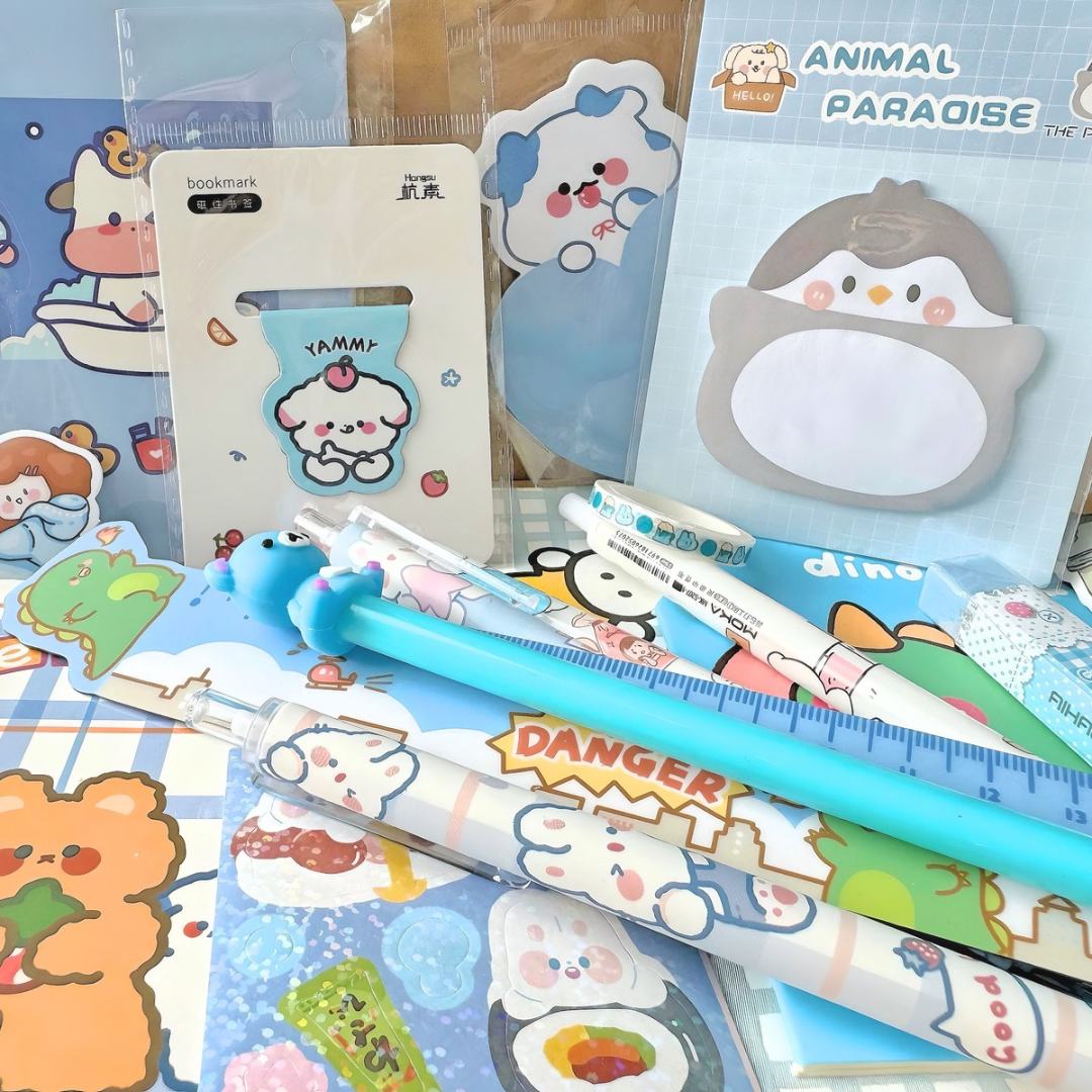 10Pcs Bubbly Blues Mystery Stationery Set
