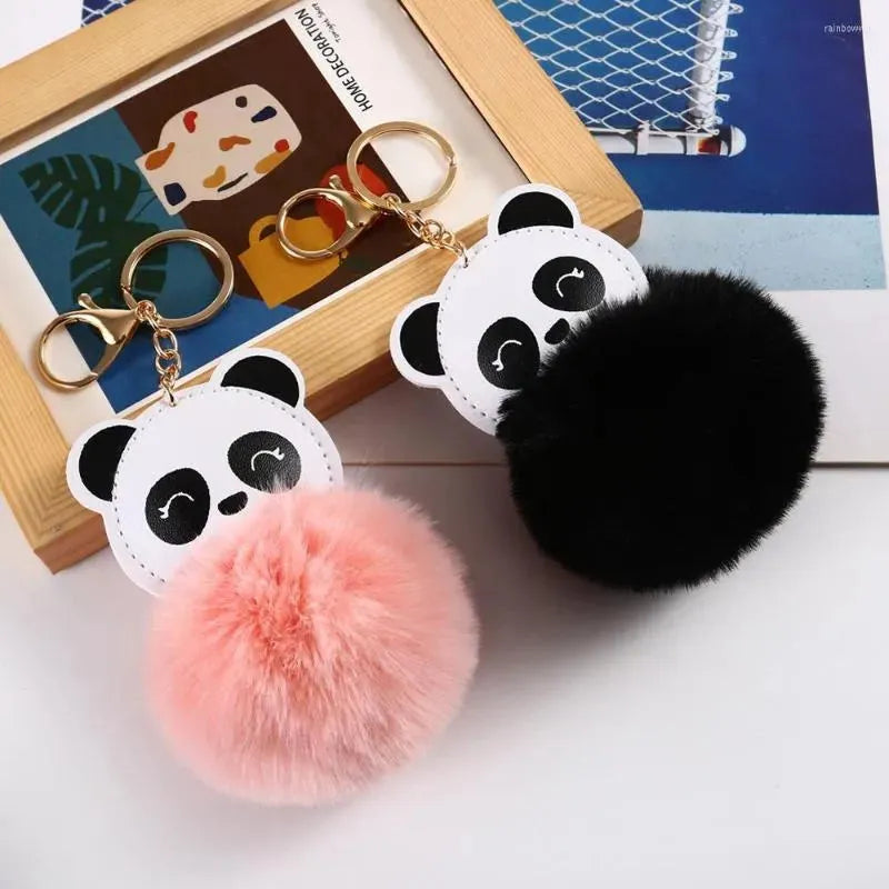 Cute Pompom Keychain Kawaii Panda Keyring