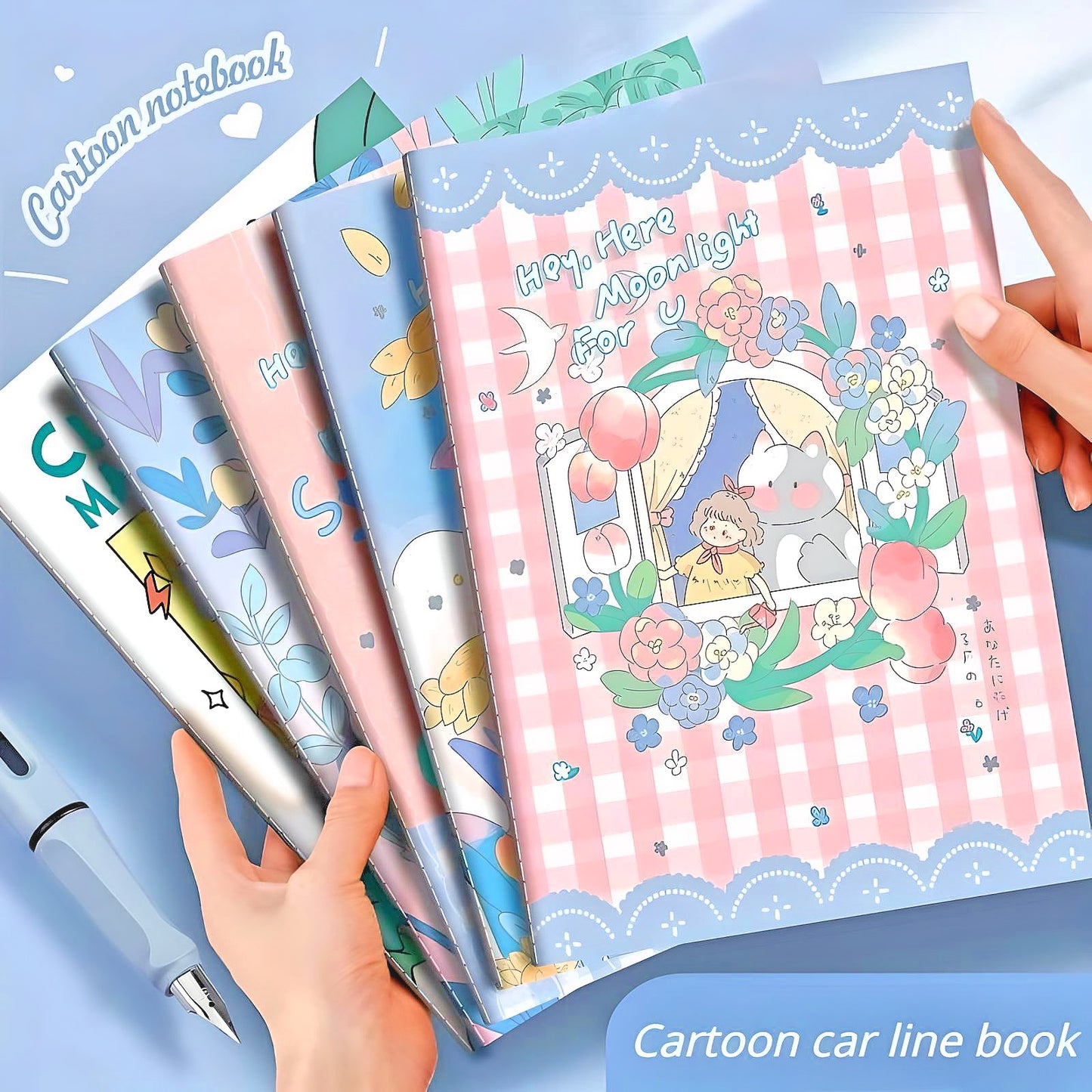 Cute Vintage Cartoon A5 Notebook Set of 4 Notebooks