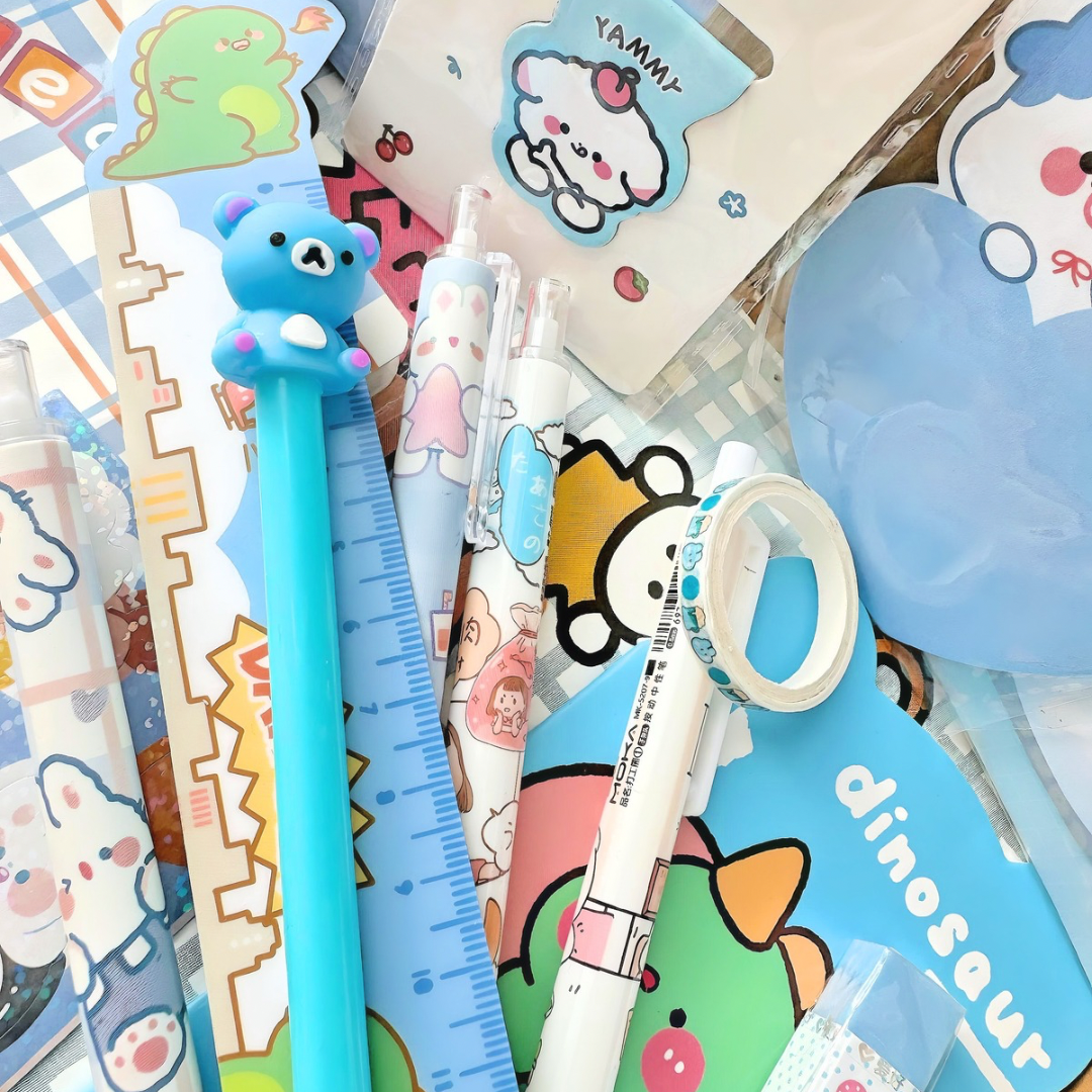 10Pcs Bubbly Blues Mystery Stationery Set