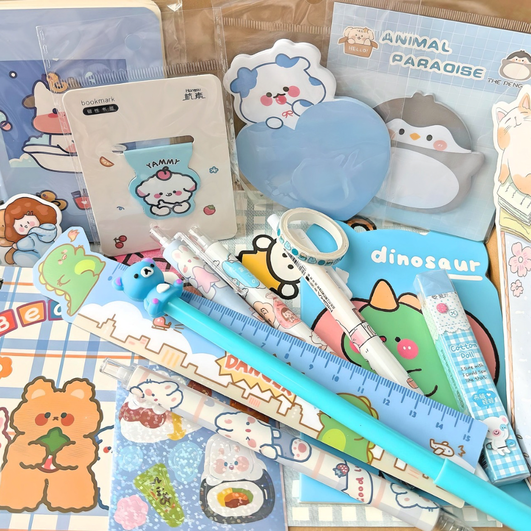 10Pcs Bubbly Blues Mystery Stationery Set