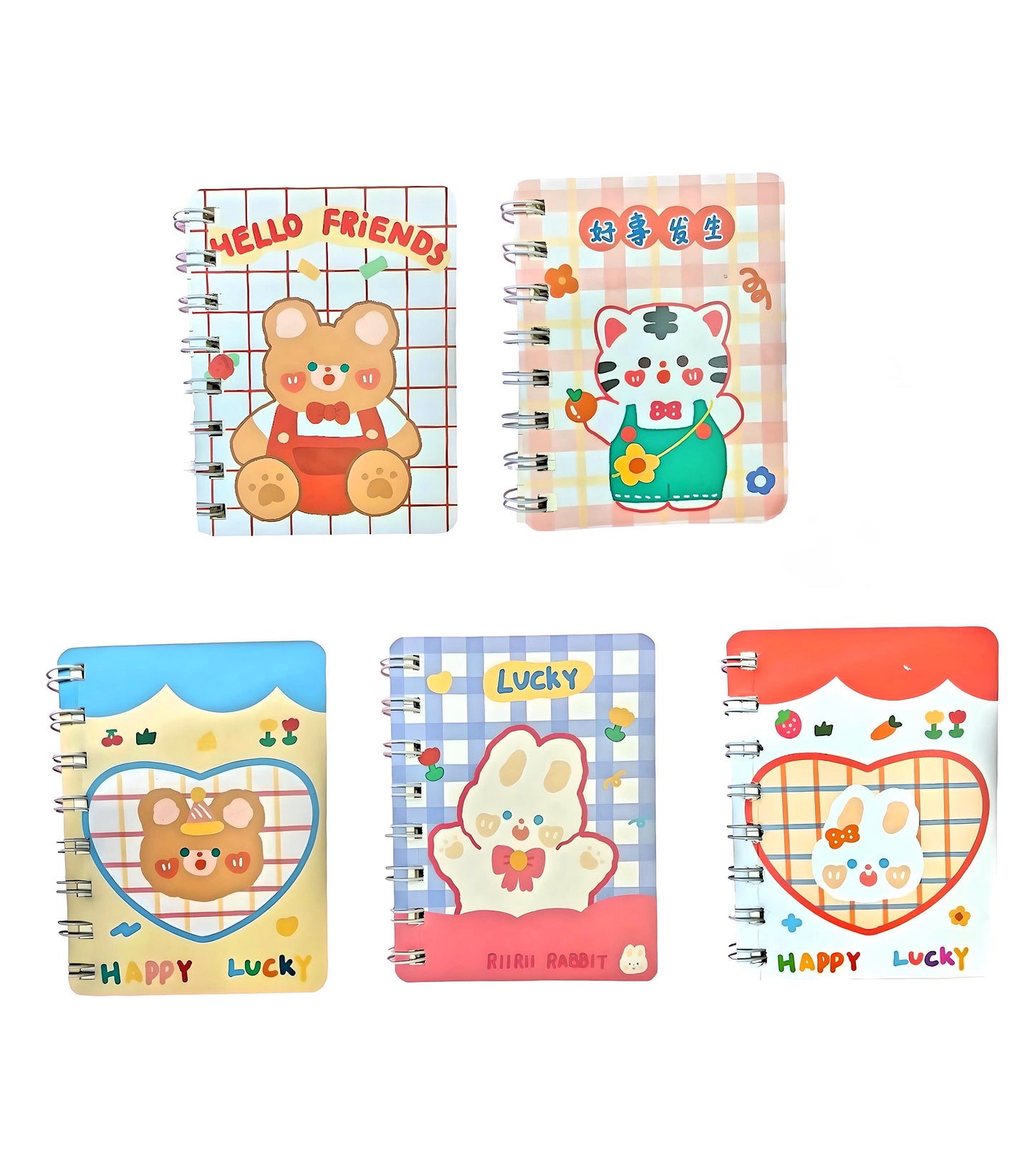 Happy Lucky Cartoon Animals Kawaii Notebook